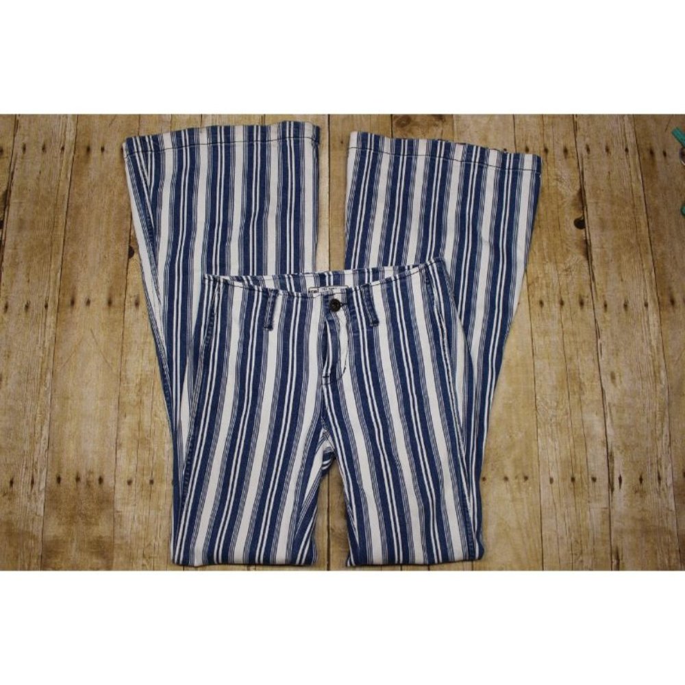 Free People Retro Striped Flare Leg jeans boho - Picture 4 of 15
